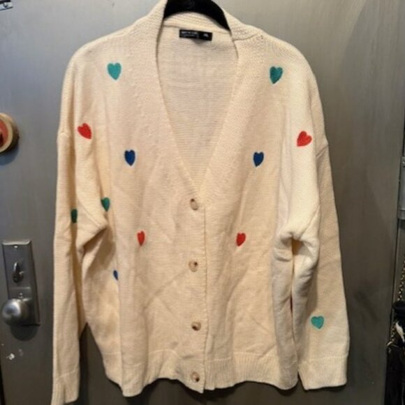 Retro V-Neck embroidered heart sweater cardigan - Picture 1 of 16